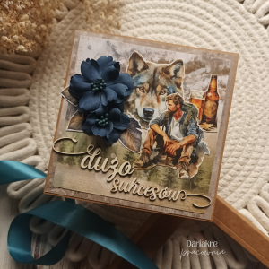 Urodziny, dużo sukcesów, kartka w ciemnej kolorystyce, u6