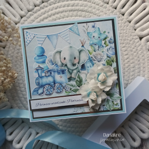 Urodziny dziecka, pamiątka w pudełku personalizowana słonik, d2