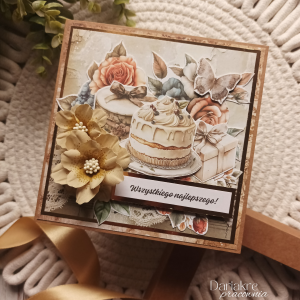 Urodziny, imieniny, dowolna okazja, kartka w pudełku z tortem, u102