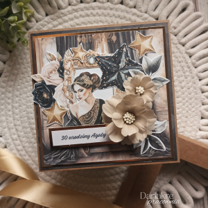 Urodziny, kartka urodzinowa dla kobiety, złoto i czerń, u126