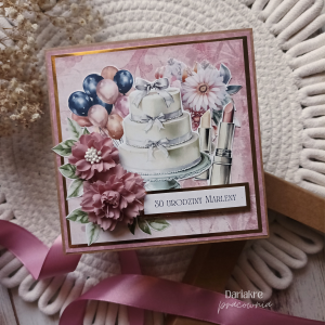 Urodziny, kartka urodzinowa w pudełku, personalizowana, tort, makeup