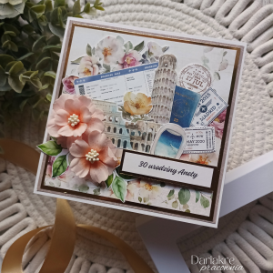 Urodziny, kartka w pudełku personalizowana, podróże, kwiaty, u86