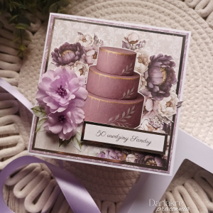 Urodziny, kartka z tortem fioletowa na dowolne urodziny, u110