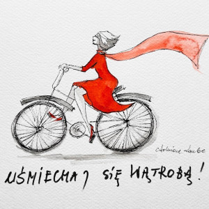 "Uśmiechaj się wątrobą!" praca akwarelami oraz piórkiem