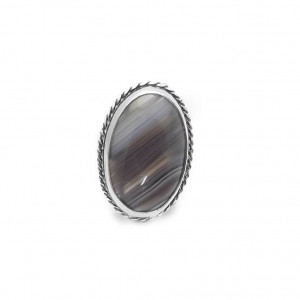 VINTAGE pierścionek srebro agat Botswana