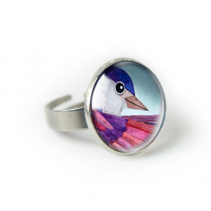 Violet bird pierścionek z ilustracją