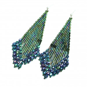 Vuenti, zielononiebieskie "indiańskie" kolczyki, beading