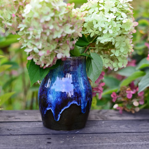 Wazon ceramiczny - niebiesko brązowy 18 cm