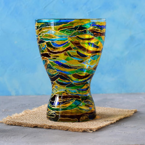 Wazon szklany ręcznie malowany - Abstrakcja Brąz