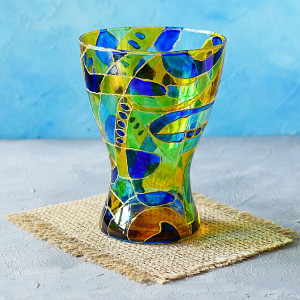 Wazon szklany ręcznie malowany - Abstrakcja Koła