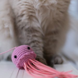 Wędka Meduza dla kota zabawka z kocimiętką Róż