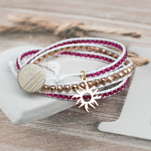 Wegańska bransoletka boho Fuksja