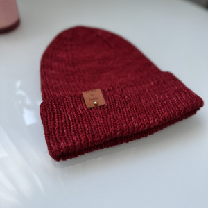 Wełniana czapka 100% Merino-Czerwona