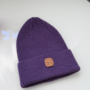Wełniana czapka 100% Merino-Fioletowa