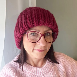 Wełniana czapka damska 100% Merino-Bordowa