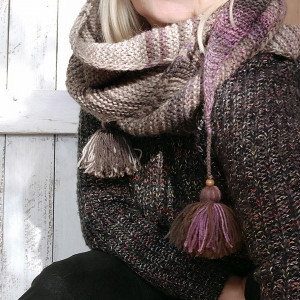 Wełniana, długa chusta, szal - Wrzosowisko