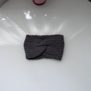 Wełniana opaska Twist 100% Merino-Szara/Popielata