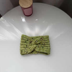 Wełniana opaska Twist 100% Merino-Zielonożółta