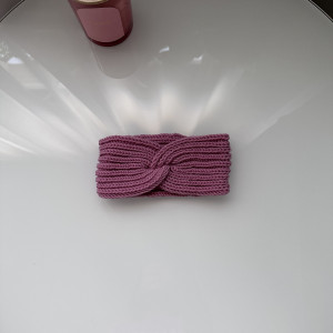 Wełniana opaska Twist 100% Merynos-Różowa