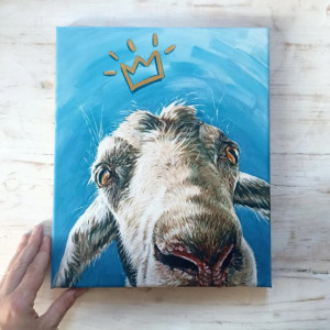 Wesoła koza, obraz 30x25cm