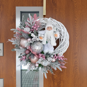 Wianek bożonarodzeniowy z Mikołajem. Wieniec świąteczny na drzwi