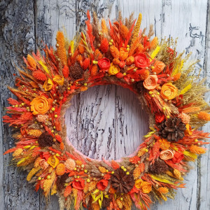 Wianek jesienny, orange autumn, #J9, rozmiar 45 cm