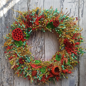 Wianek na drzwi,#J10, dekoracja domu wykonana z suszu, 45 cm