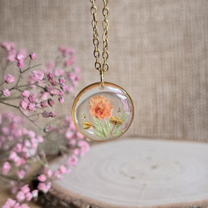 Wieczne kwiaty kwiatowa łąka złota zawieszka wisiorek