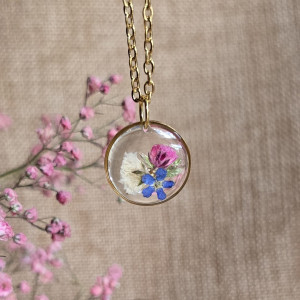 Wieczne kwiaty łąka złota zawieszka wisiorek niezapominajka