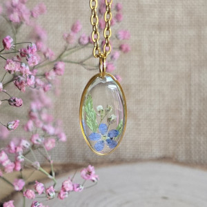 Wieczne kwiaty prawdziwe niezapominajki wisiorek