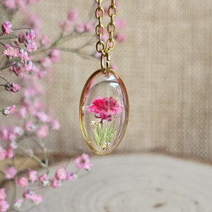 Wieczne kwiaty prawdziwe różowe wisiorek zawieszka