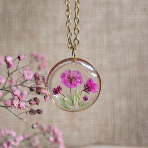 Wieczne kwiaty różana łąka złota zawieszka wisiorek