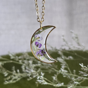 Wieczne kwiaty smagliczka wisiorek księżyc