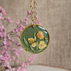 Wieczne kwiaty złota zawieszka żółta gipsówka brokatowa