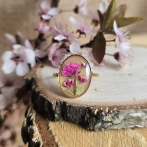 Wieczne kwiaty złoty pierścionek róż duży owalny