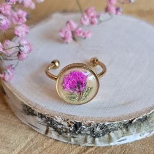 Wieczne kwiaty złoty pierścionek różowy