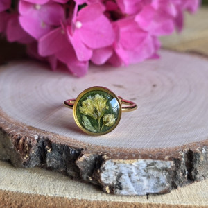 Wieczne kwiaty złoty pierścionek zielony