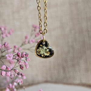 Wieczny kwiat małe serduszko zawieszka czarna