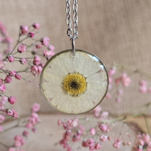 Wieczny kwiat srebrna zawieszka stokrotka duża kwiat