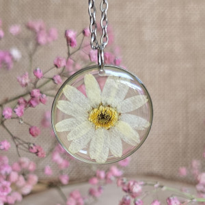 Wieczny kwiat srebrna zawieszka stokrotka duży kwiat