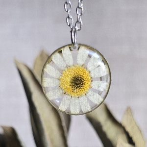 Wieczny kwiat srebrna zawieszka stokrotka kwiat