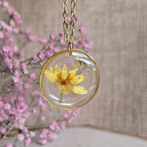 Wieczny kwiat złota zawieszka żółty wisiorek naszyjnik