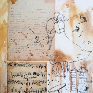 "WIELKA MIŁOŚĆ" collage, kolaż, stary list miłosny