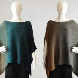 Wielokolorowe poncho wykonane z bawełny i akrylu, gotowe do wysyłki