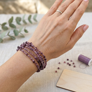 Wielowarstwowa Bransoletka z Fioletowych Koralików
