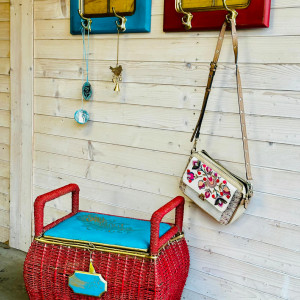 Wiklinowe siedzisko schowek do przedpokoju, sypialni, półka GRATIS