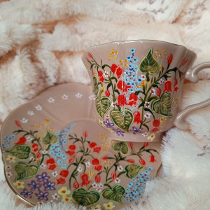 Wiosenny komplet ręcznie malowany kwiaty łąka