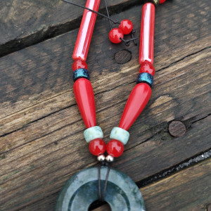 wisior z agatem i turkmenitem