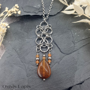 Wisiorek chainmaille - smoczy agat