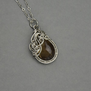 Wisiorek kwarc dymny wire wrapping oryginalny